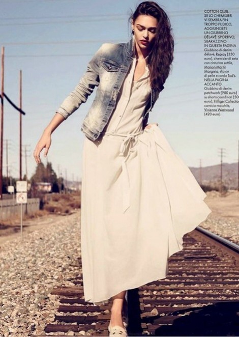 Zhenya Katavava for «ELLE» Italia in the shooting «Free Denim»