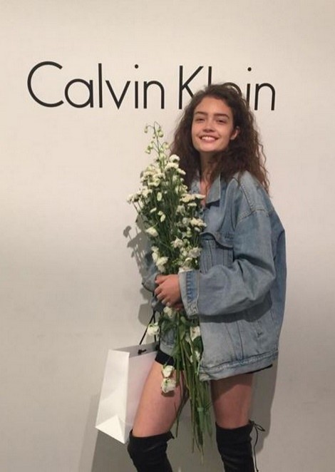 Саша Кичигина на презентации коллекции Calvin Klein Spring 2016